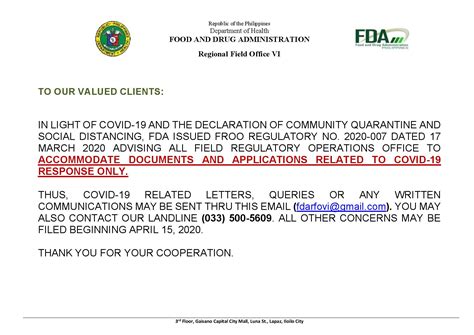 FDA Regional Field Office VI, Bantud, Iloilo City .
